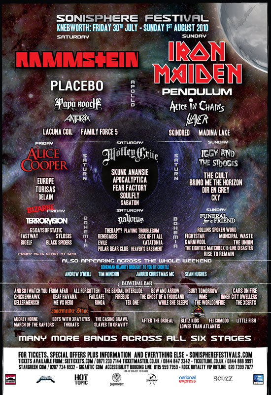 sonisphere festival 2010 ontours uk 